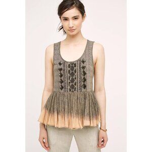Anthropologie Akemi + Kin Suva Swing Tank | Beaded Ombré Brown Motif | Size S